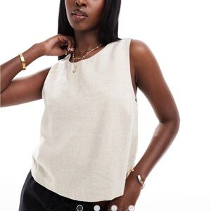Abercrombie & Fitch Cream Sleeveless Linen Shell Top